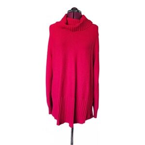 Cyrus Women's Cozy Cowl Neck Turtleneck Red Tunic Sweater Red XL